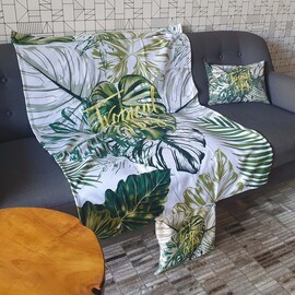 20% OFF -COMBO POCHOCLERO NUEVO! MANTA CON SOBRE + ALMOHADON - PALMERAS